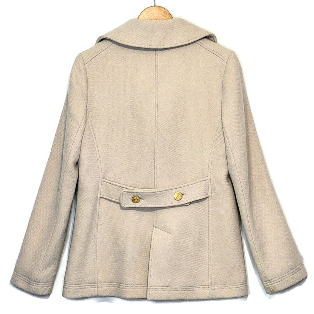J.Crew Stadium Cloth Wool Cream Peacoat Double Breasted Classic Winter Coat 10T - Picture 7 of 16